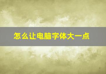 怎么让电脑字体大一点