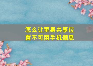 怎么让苹果共享位置不可用手机信息