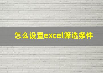 怎么设置excel筛选条件