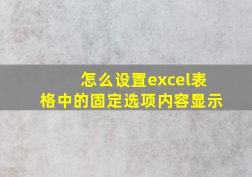 怎么设置excel表格中的固定选项内容显示