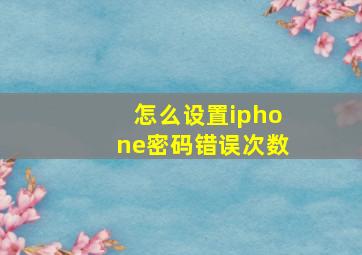 怎么设置iphone密码错误次数