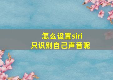 怎么设置siri只识别自己声音呢