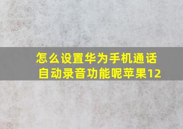 怎么设置华为手机通话自动录音功能呢苹果12