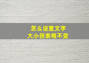 怎么设置文字大小但表格不变