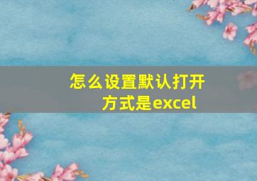 怎么设置默认打开方式是excel