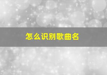 怎么识别歌曲名