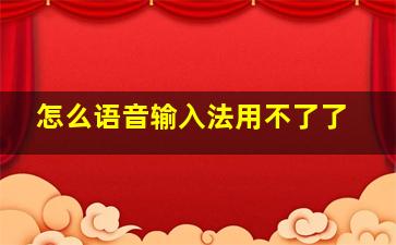 怎么语音输入法用不了了