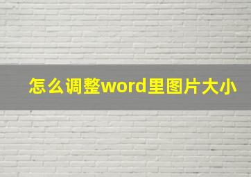 怎么调整word里图片大小