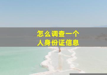 怎么调查一个人身份证信息