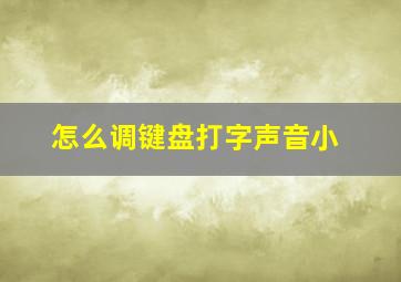 怎么调键盘打字声音小