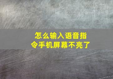 怎么输入语音指令手机屏幕不亮了