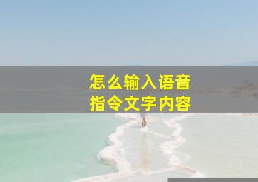 怎么输入语音指令文字内容