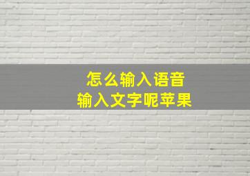 怎么输入语音输入文字呢苹果