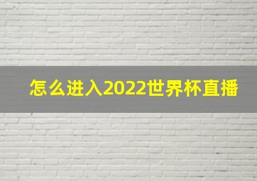 怎么进入2022世界杯直播