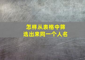 怎样从表格中筛选出来同一个人名