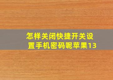 怎样关闭快捷开关设置手机密码呢苹果13