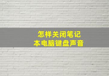 怎样关闭笔记本电脑键盘声音