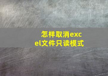 怎样取消excel文件只读模式