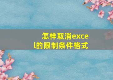 怎样取消excel的限制条件格式