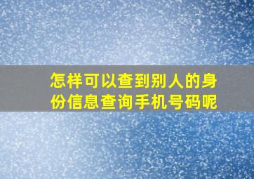 怎样可以查到别人的身份信息查询手机号码呢