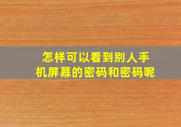 怎样可以看到别人手机屏幕的密码和密码呢