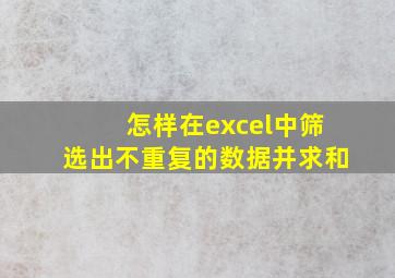 怎样在excel中筛选出不重复的数据并求和