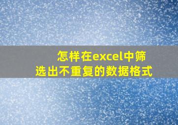 怎样在excel中筛选出不重复的数据格式