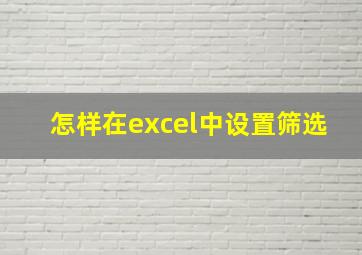 怎样在excel中设置筛选