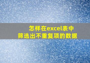 怎样在excel表中筛选出不重复项的数据