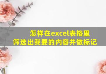 怎样在excel表格里筛选出我要的内容并做标记