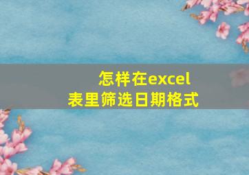 怎样在excel表里筛选日期格式