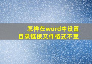 怎样在word中设置目录链接文件格式不变