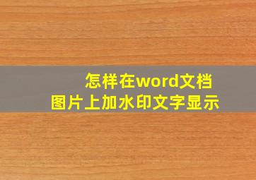 怎样在word文档图片上加水印文字显示