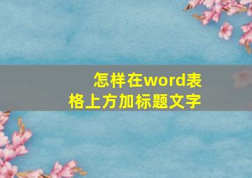 怎样在word表格上方加标题文字