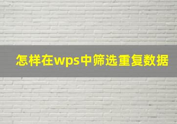 怎样在wps中筛选重复数据