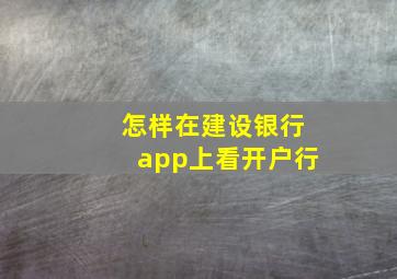 怎样在建设银行app上看开户行