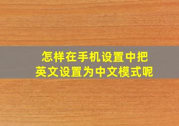 怎样在手机设置中把英文设置为中文模式呢