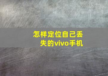 怎样定位自己丢失的vivo手机