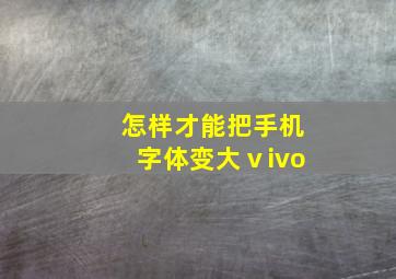 怎样才能把手机字体变大ⅴivo