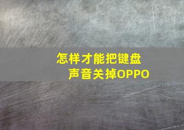 怎样才能把键盘声音关掉OPPO