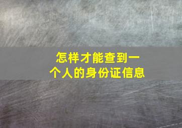 怎样才能查到一个人的身份证信息