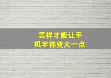 怎样才能让手机字体变大一点