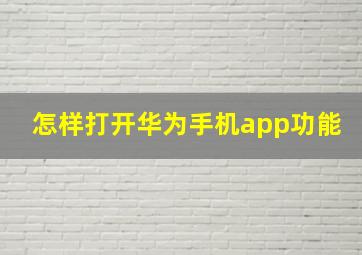 怎样打开华为手机app功能