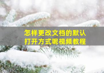 怎样更改文档的默认打开方式呢视频教程