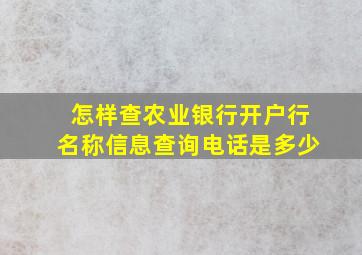 怎样查农业银行开户行名称信息查询电话是多少