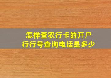 怎样查农行卡的开户行行号查询电话是多少