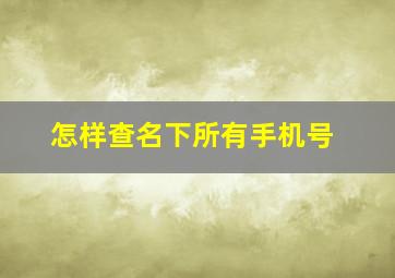 怎样查名下所有手机号