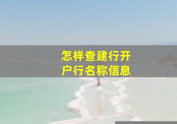 怎样查建行开户行名称信息