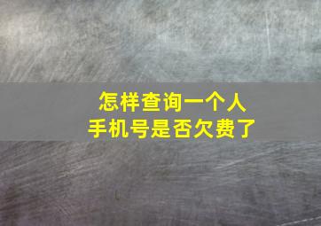 怎样查询一个人手机号是否欠费了