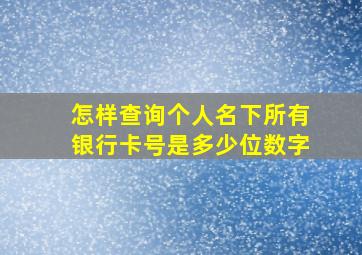 怎样查询个人名下所有银行卡号是多少位数字